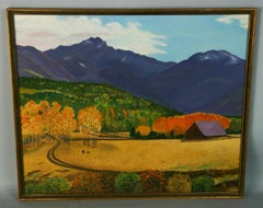 Retro Modern Impressionist Fall Colors Landscape