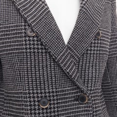 MSGM 2022 black virgin wool houndstooth color block double breased coat IT40 S