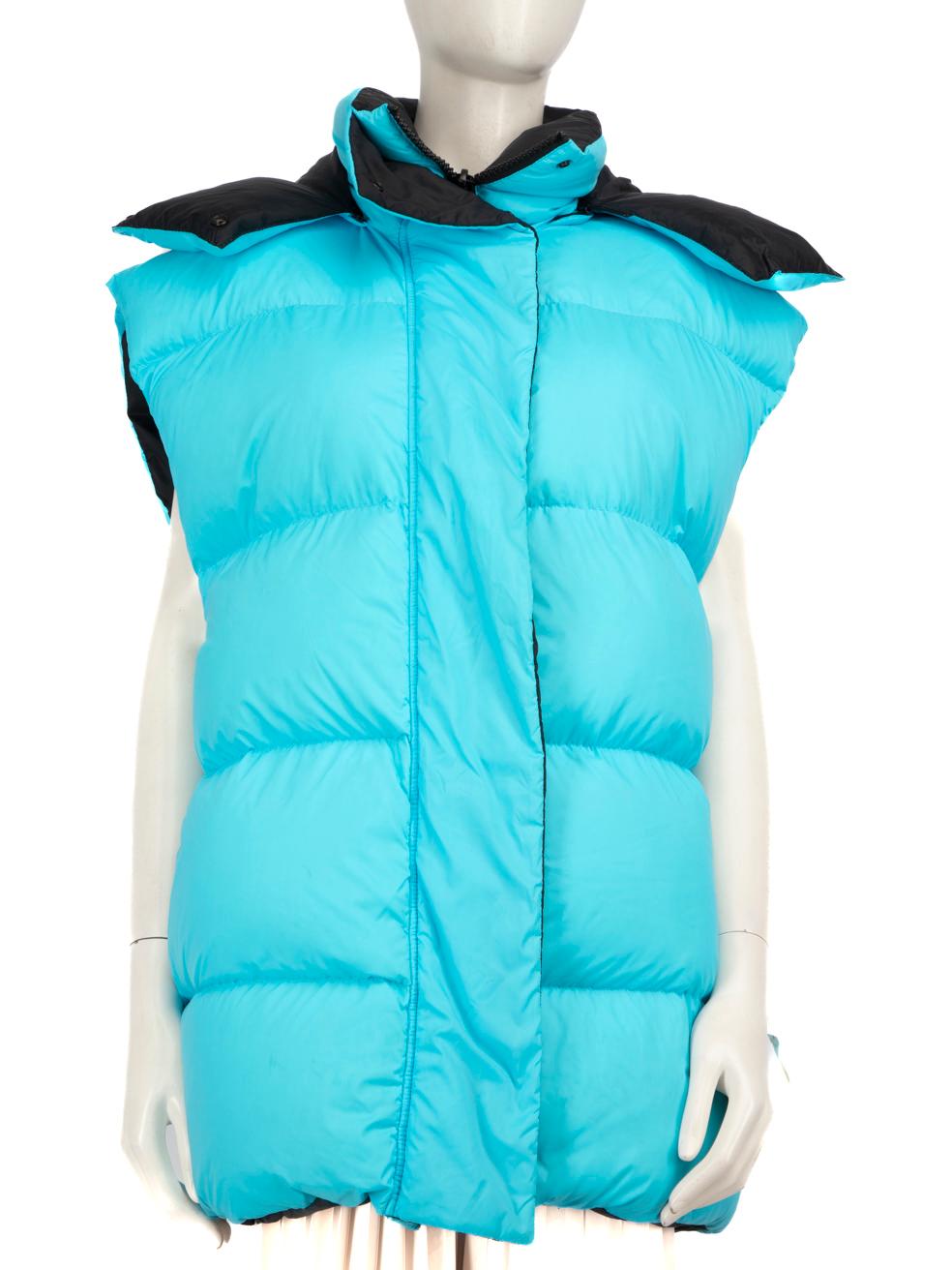 Women's MSGM Black & Blue Reversible Duck Down Gilet Size M