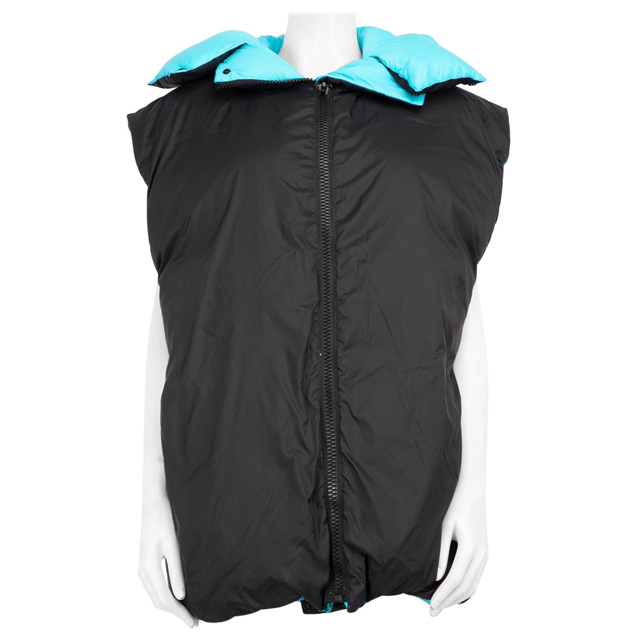 MSGM Black & Blue Reversible Duck Down Gilet Size M