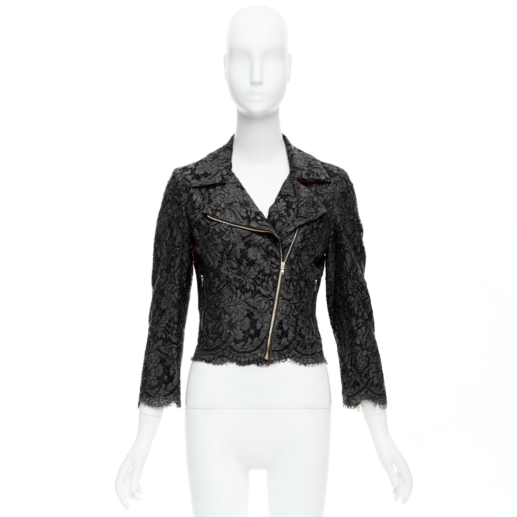 MSGM giacca biker nera in misto cotone con zip laterale IT40 S in vendita 5