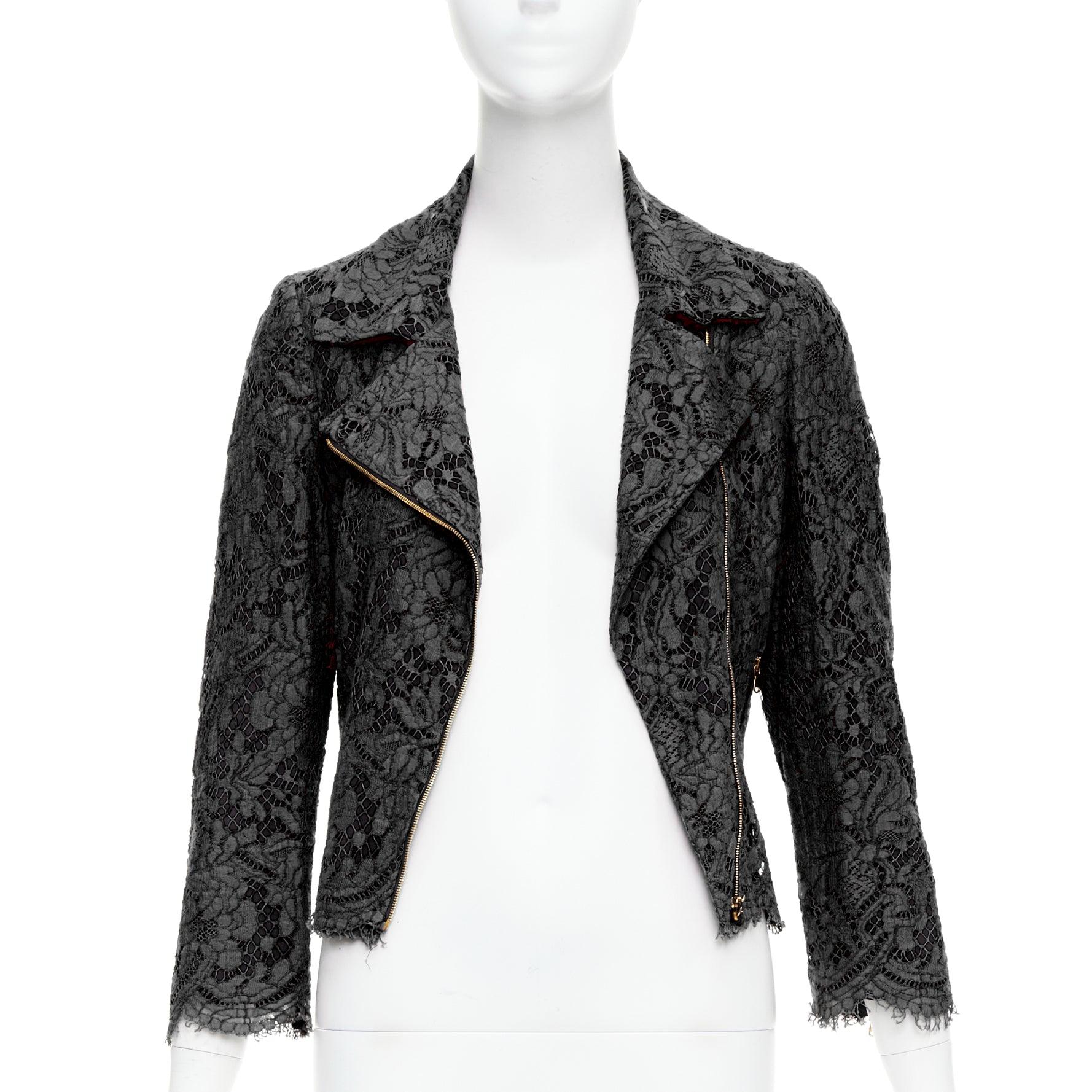 Nero MSGM giacca biker nera in misto cotone con zip laterale IT40 S in vendita