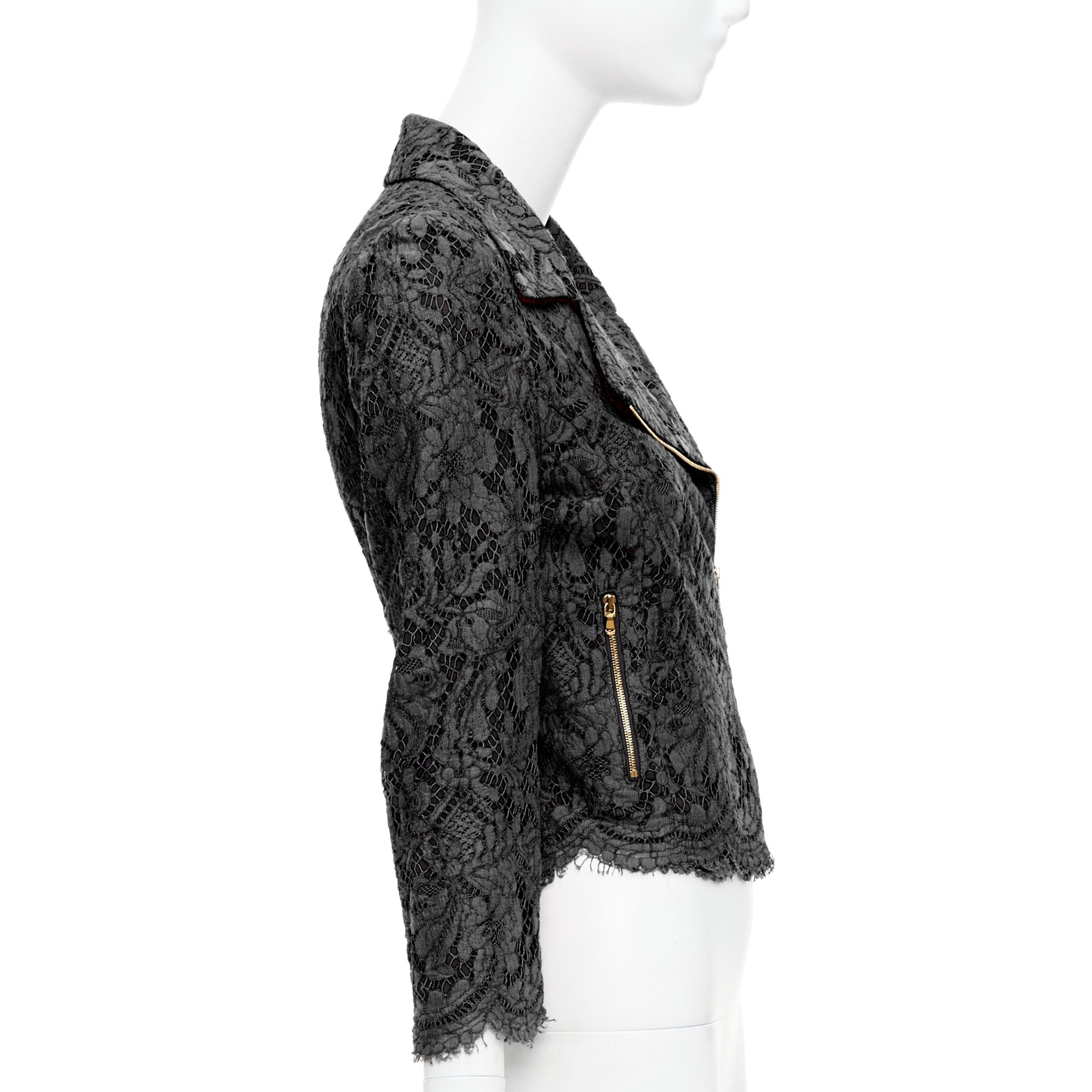 Donna MSGM giacca biker nera in misto cotone con zip laterale IT40 S in vendita