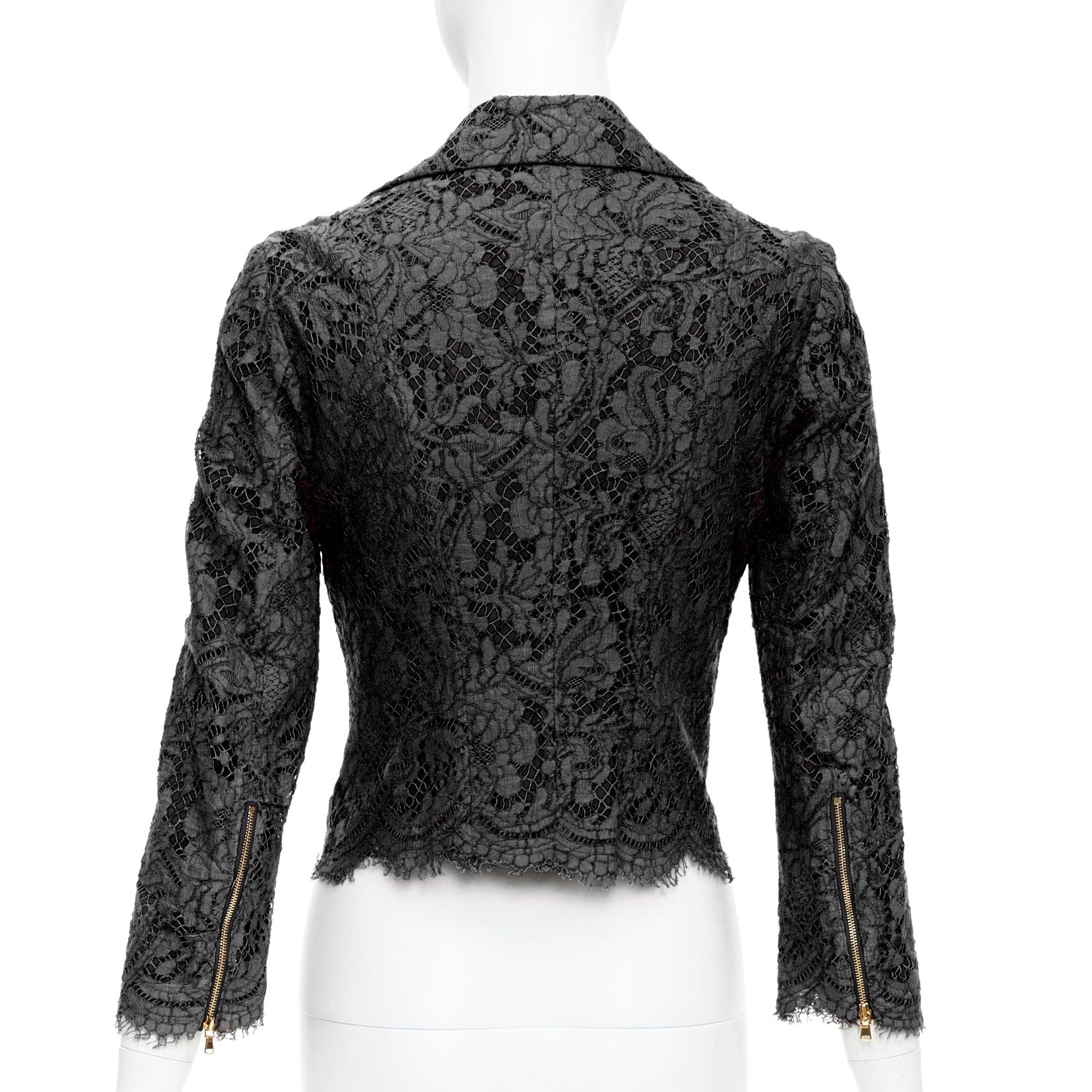 MSGM giacca biker nera in misto cotone con zip laterale IT40 S in vendita 1