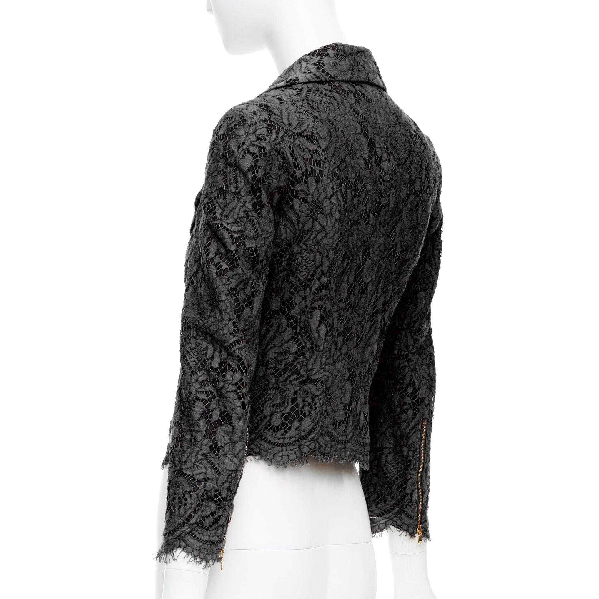 MSGM giacca biker nera in misto cotone con zip laterale IT40 S in vendita 2