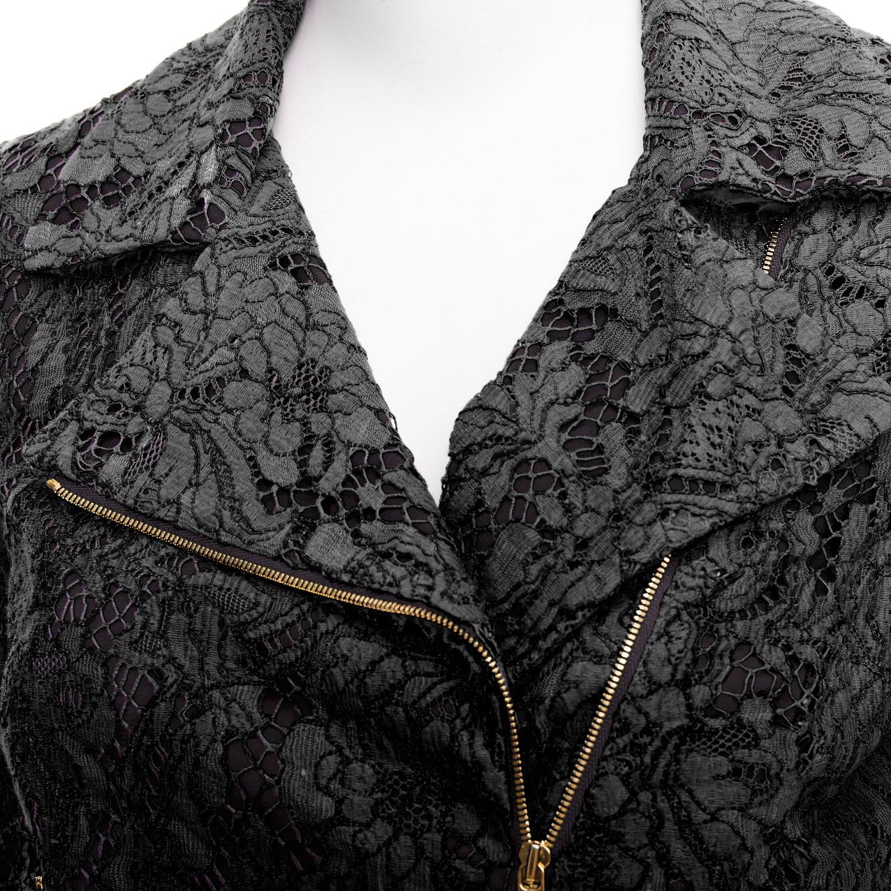 MSGM giacca biker nera in misto cotone con zip laterale IT40 S in vendita 3