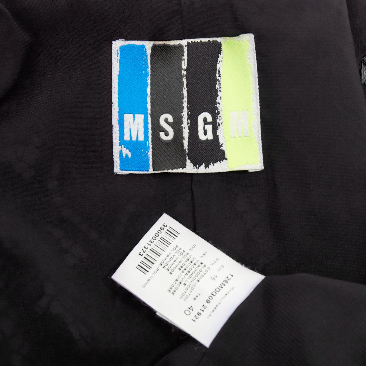 MSGM giacca biker nera in misto cotone con zip laterale IT40 S in vendita 4
