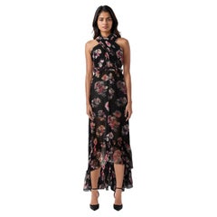 MSGM Black Floral Print Sheer Maxi Dress Size S