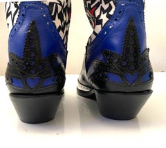 MSGM Massimo Giorgetti  Black Patent Leather Western Cowboy Boots Made In Italy