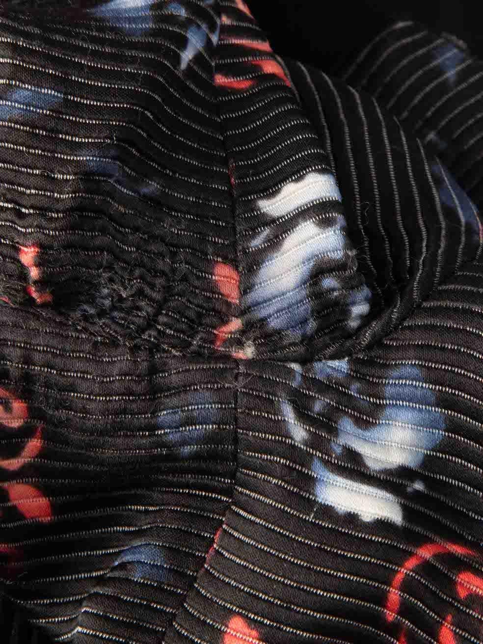 MSGM Schwarzes strukturiertes Midikleid mit Blumendruck Größe S im Angebot 2
