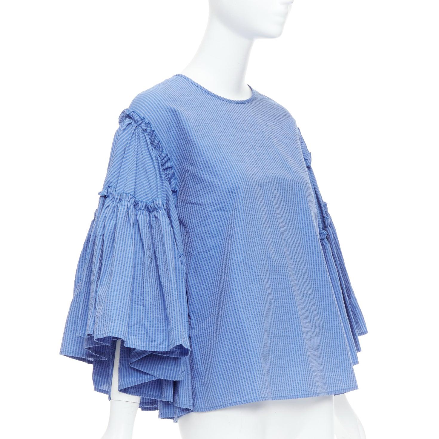 Blu MSGM blu in misto cotone con maniche a righe svasate e girocollo IT38 XS in vendita