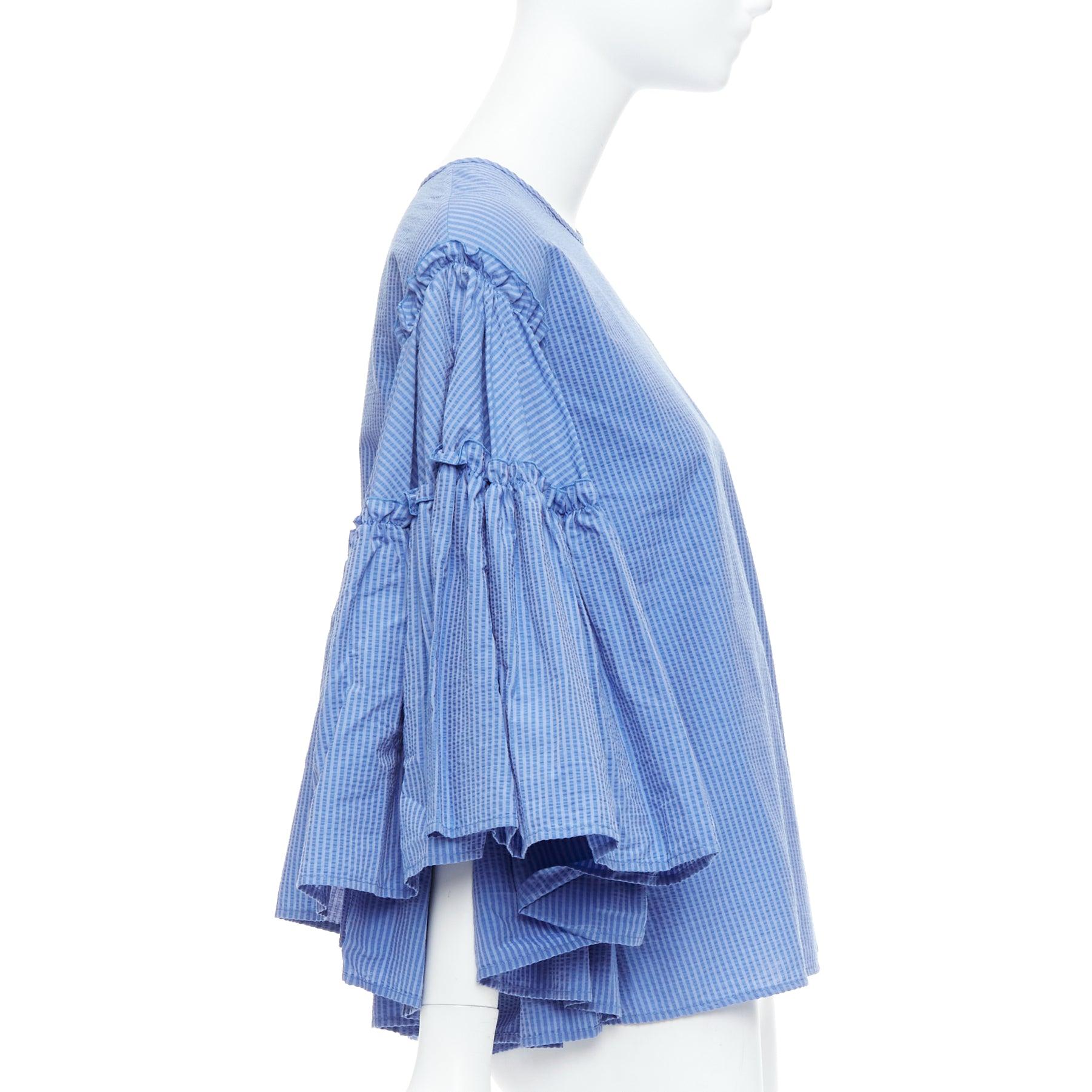 MSGM blu in misto cotone con maniche a righe svasate e girocollo IT38 XS In condizioni ottime in vendita a Hong Kong, NT