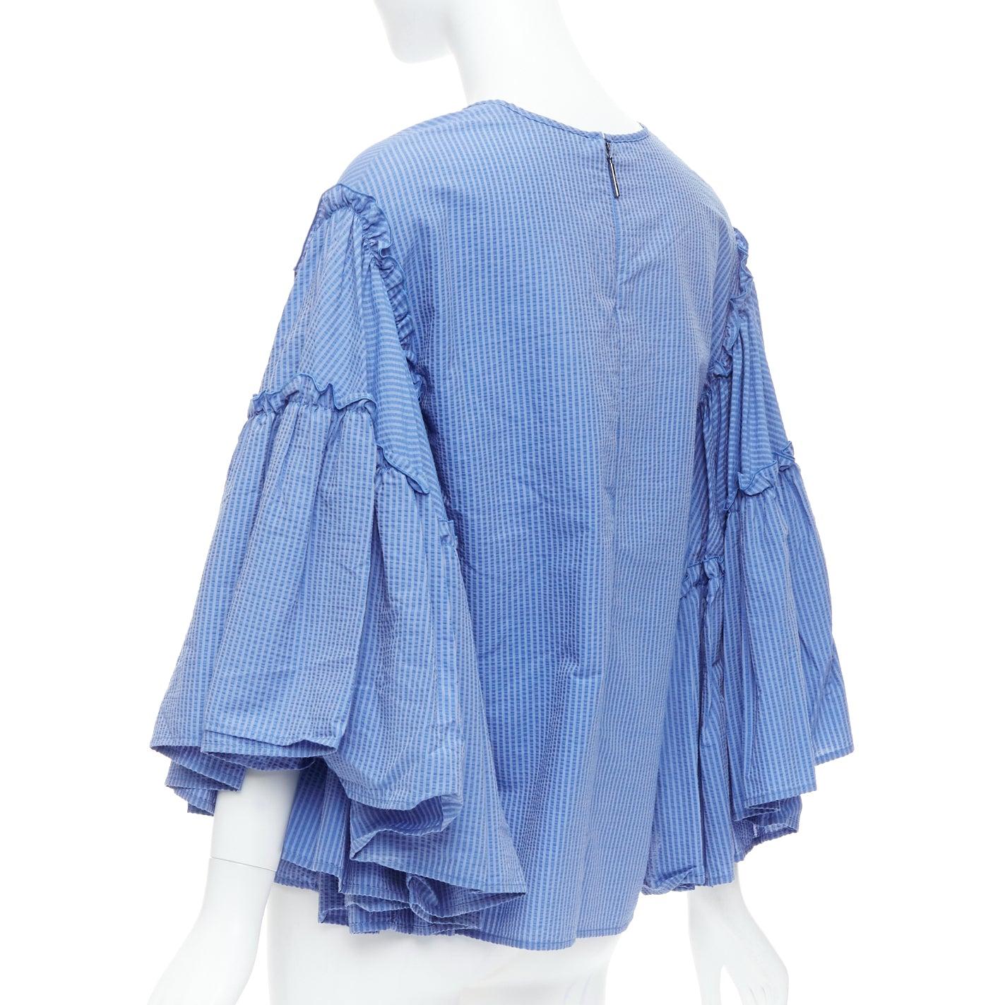 MSGM blu in misto cotone con maniche a righe svasate e girocollo IT38 XS in vendita 1