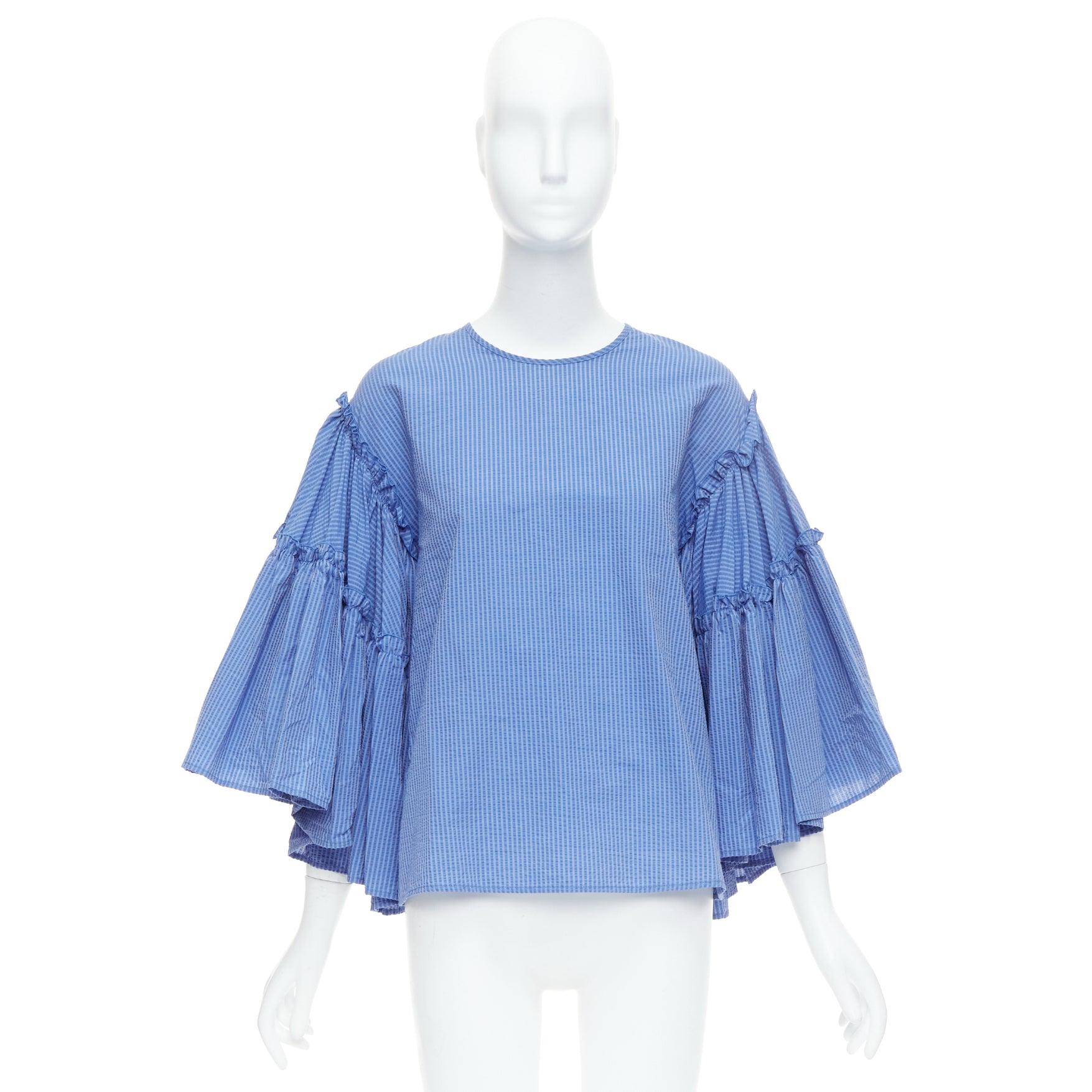 MSGM blu in misto cotone con maniche a righe svasate e girocollo IT38 XS in vendita 4