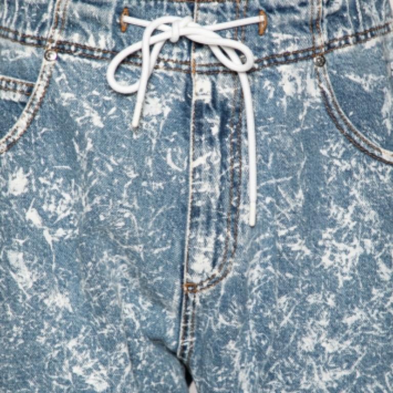 Gris MSGM Short en denim bleu délavé à l'acide M en vente