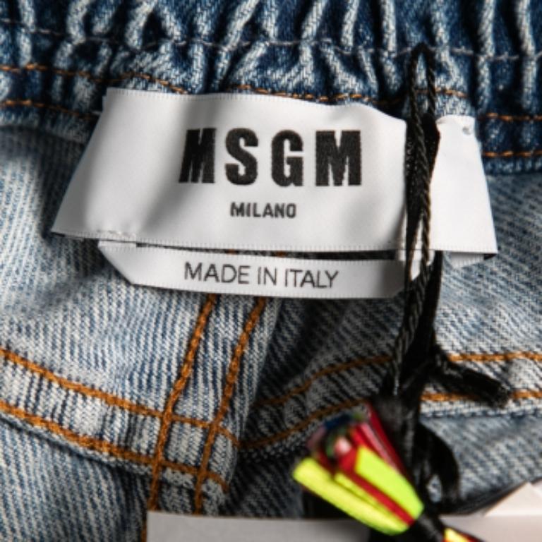 MSGM Short en denim bleu délavé à l'acide M en vente 4