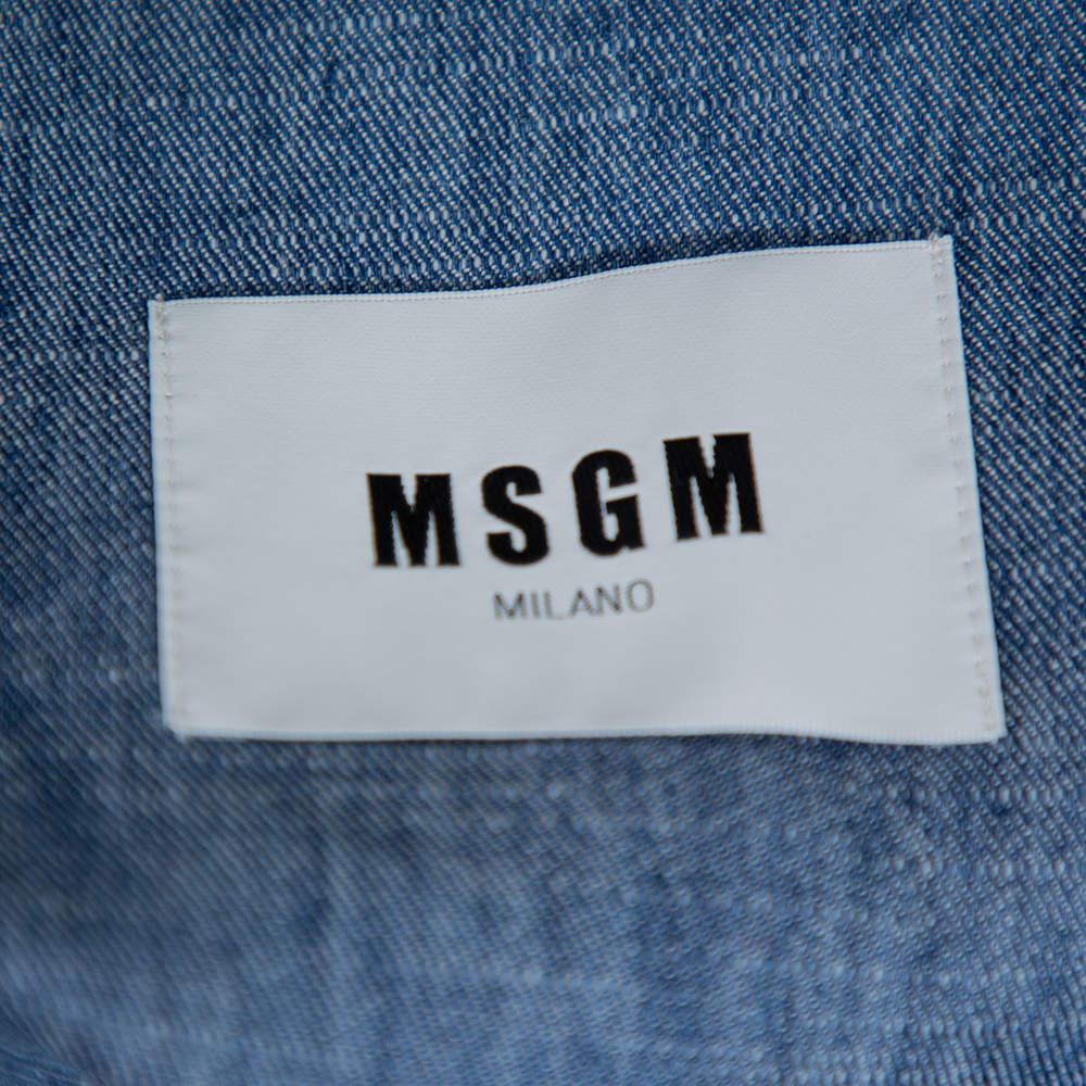 MSGM Blauer maßgeschneiderter Denim-Mantel mit Gürtel M Damen im Angebot