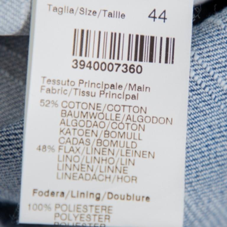 MSGM Blue Denim Tailored Belted Coat M For Sale 2