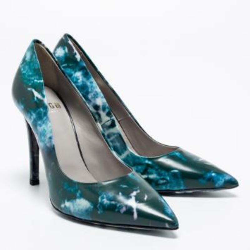 MSGM escarpins à bout pointu imprimé marbre bleu, taille 38 en vente 6