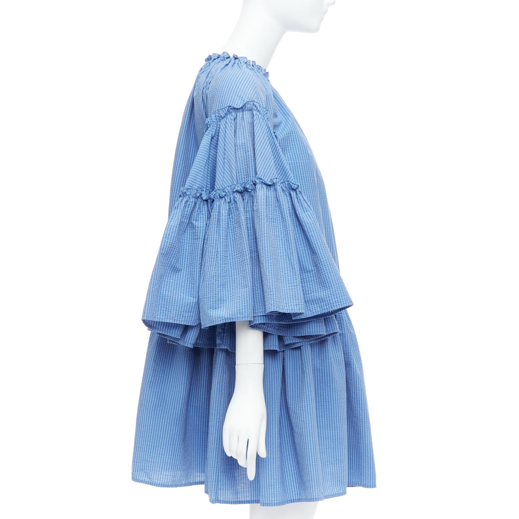 MSGM abito a righe blu in misto cotone con maniche svasate e coulisse IT38 XS In condizioni buone in vendita a Hong Kong, NT