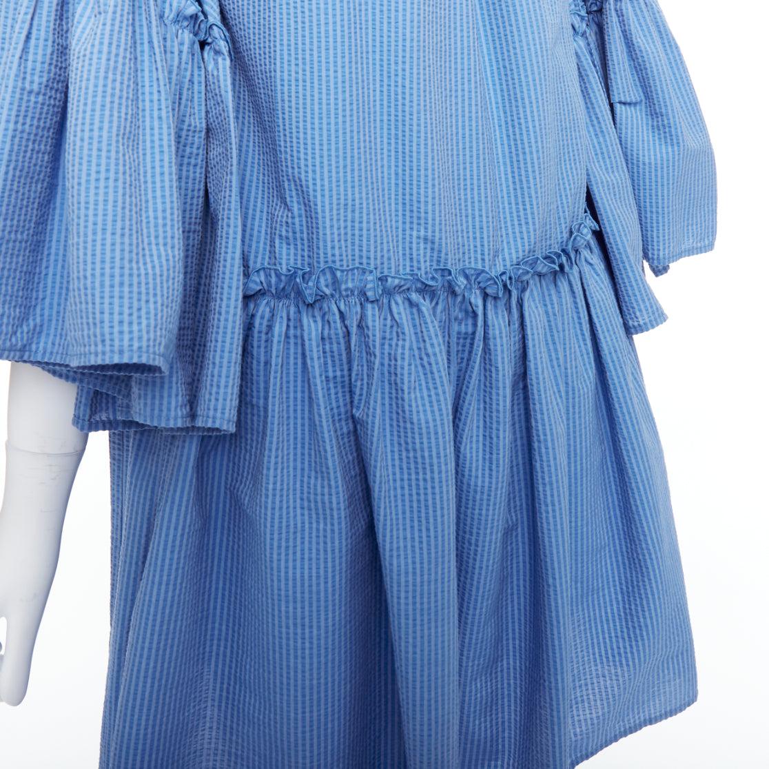 MSGM abito a righe blu in misto cotone con maniche svasate e coulisse IT38 XS in vendita 2