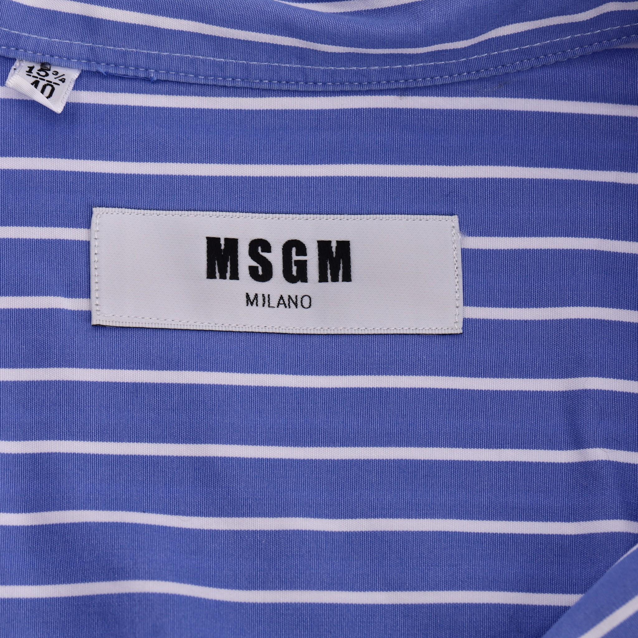 MSGM Cotton Striped Graphic Print Shirt For Sale 3