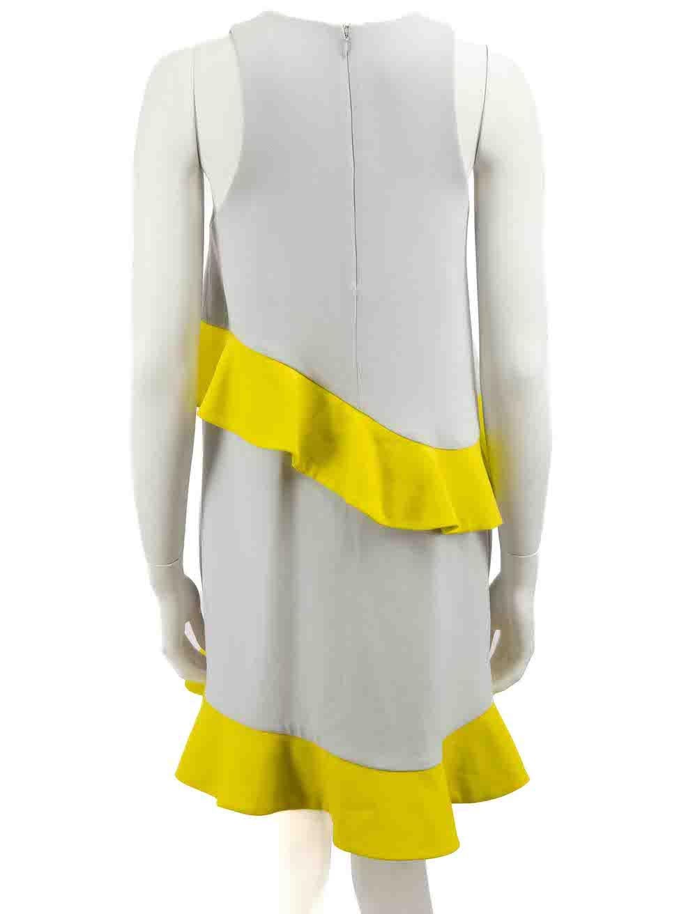 MSGM Grey Contrast Ruffle Trim Mini Dress Size S In Good Condition For Sale In London, GB
