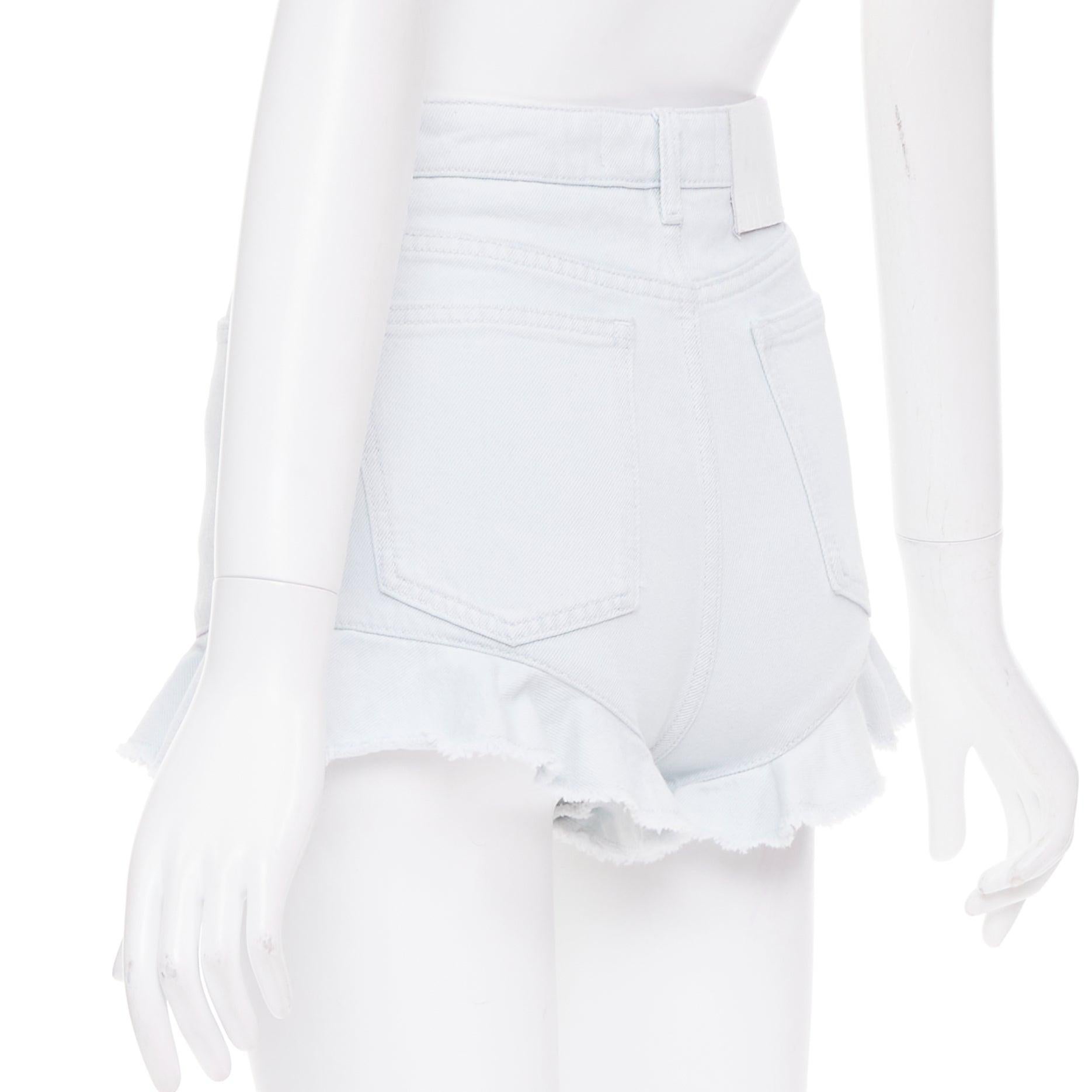 MSGM mini shorts con cremallera delantera y dobladillo de volantes en azul claro lavado IT38 XS en venta 1