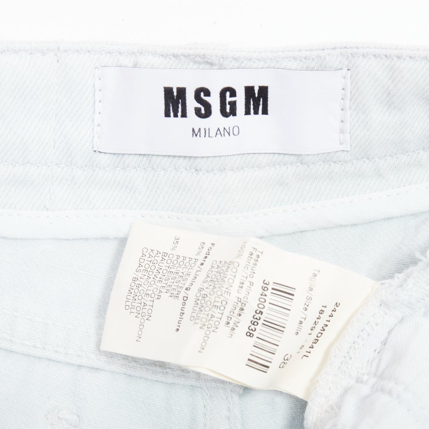 MSGM mini shorts con cremallera delantera y dobladillo de volantes en azul claro lavado IT38 XS en venta 3