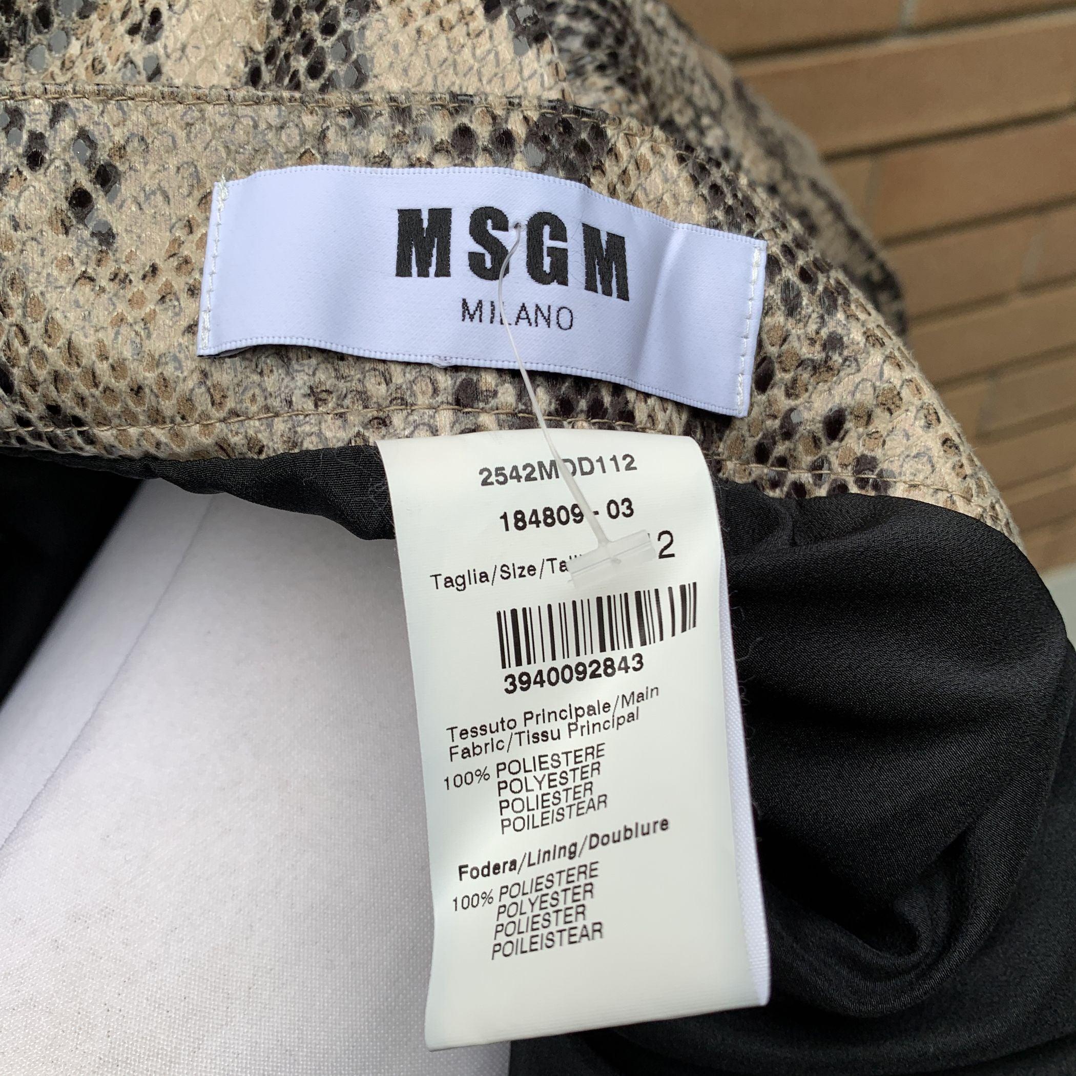 MSGM Milano jupe longue beige vif imprimé serpent animalier taille 42 IT Excellent état - En vente à Rome, Rome