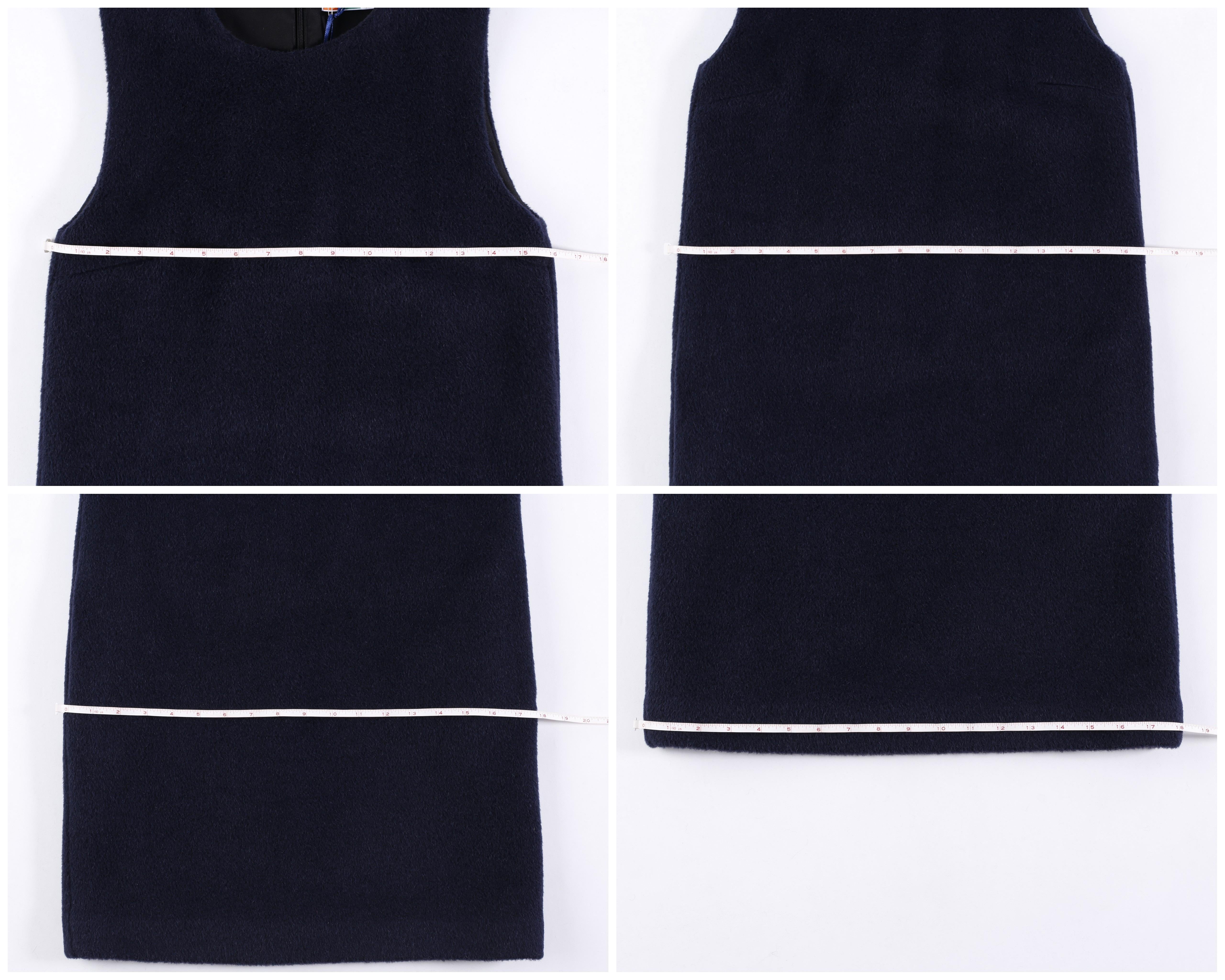 MSGM Navy Alpaca Wool Oversized Statement Neck Tie Bow Sleeveless Dress NWT - 38 For Sale 3