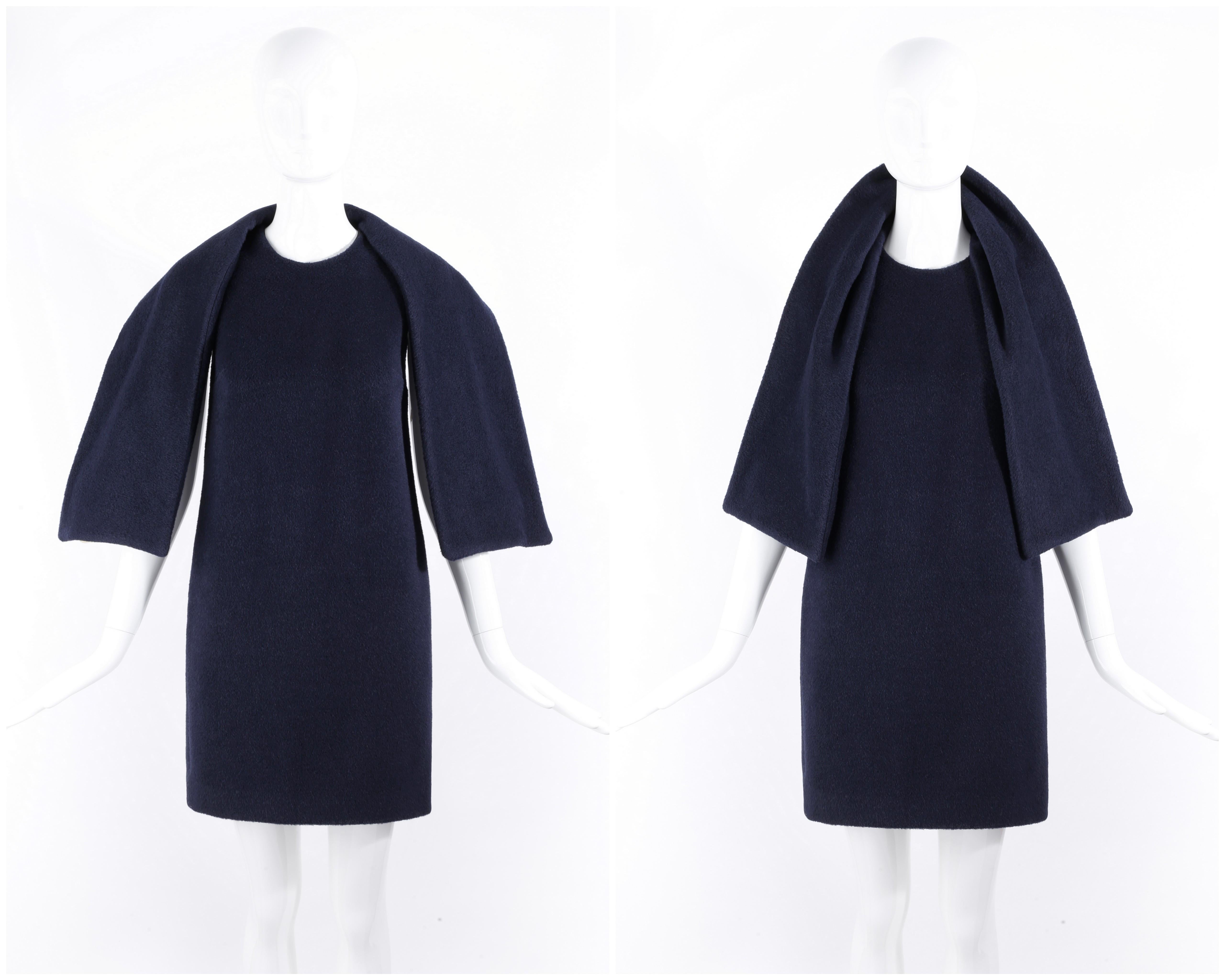 MSGM Navy Alpaka Wolle überdimensioniert Aussage Hals Krawatte Schleife ärmelloses Kleid NWT - 38 im Zustand „Neu“ im Angebot in Chicago, IL