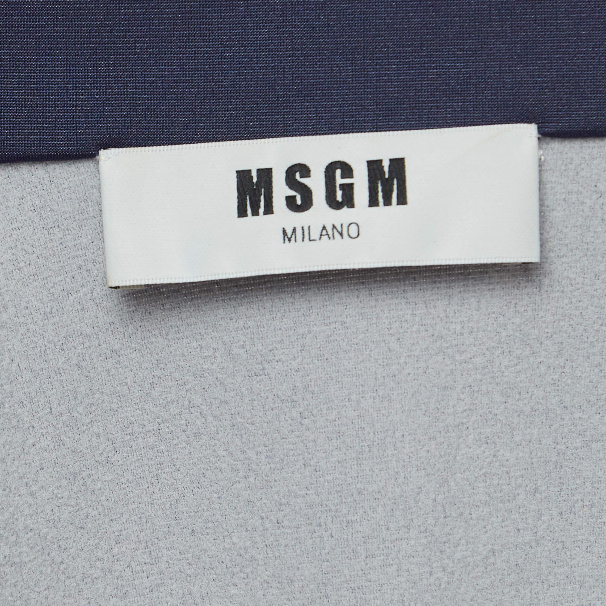 Women's MSGM Navy Blue/Red Jersey Ruffle Detail Bomber Jacket M