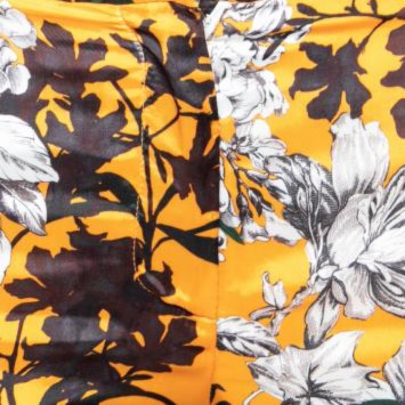 MSGM Orange Floral Print Sateen Relaxed Fit Tapered Trousers S en venta 3