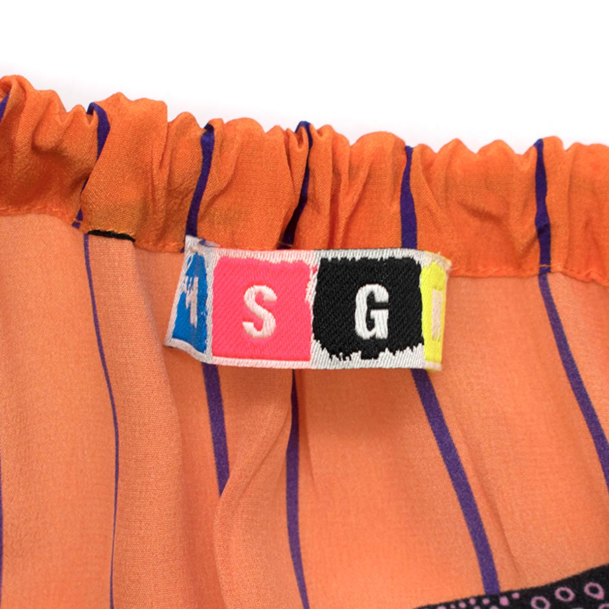 MSGM Orange Striped Tiger Print Long Silk Dress US 4 1