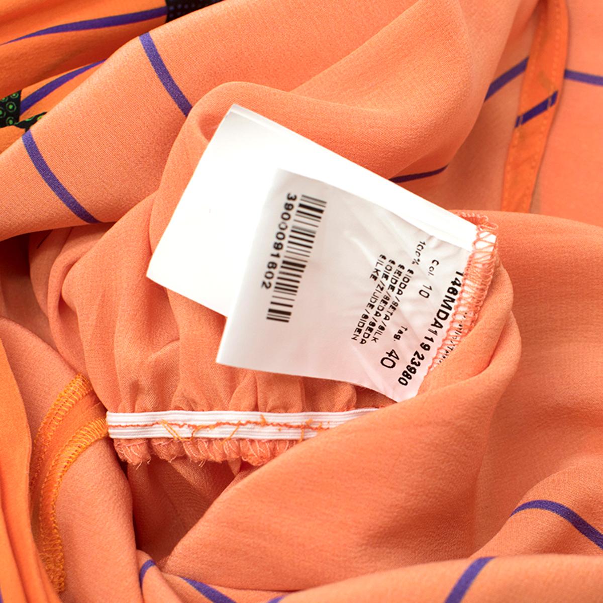 MSGM Orange Striped Tiger Print Long Silk Dress US 4 5