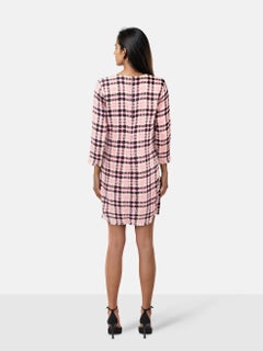 MSGM Pink Checkered Fringe Hem Dress Size M