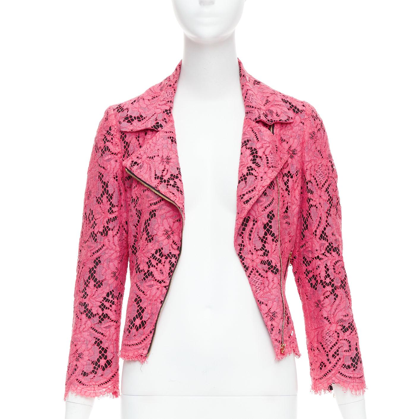 Rosa MSGM giacca biker cropped con zip laterale in misto cotone rosa IT40 S in vendita