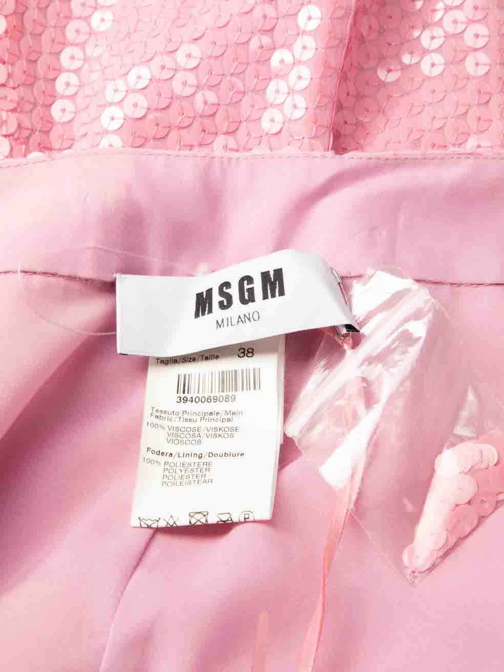 MSGM Rosa asymmetrischer MSGM-Rock mit Paillettenbesatz Größe XS im Angebot 1