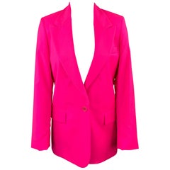 MSGM Size 4 Hot Pink Wool Peak Lapel Buttoned Blazer