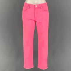 MSGM Size 2 Pink Denim Raw Hem Jeans