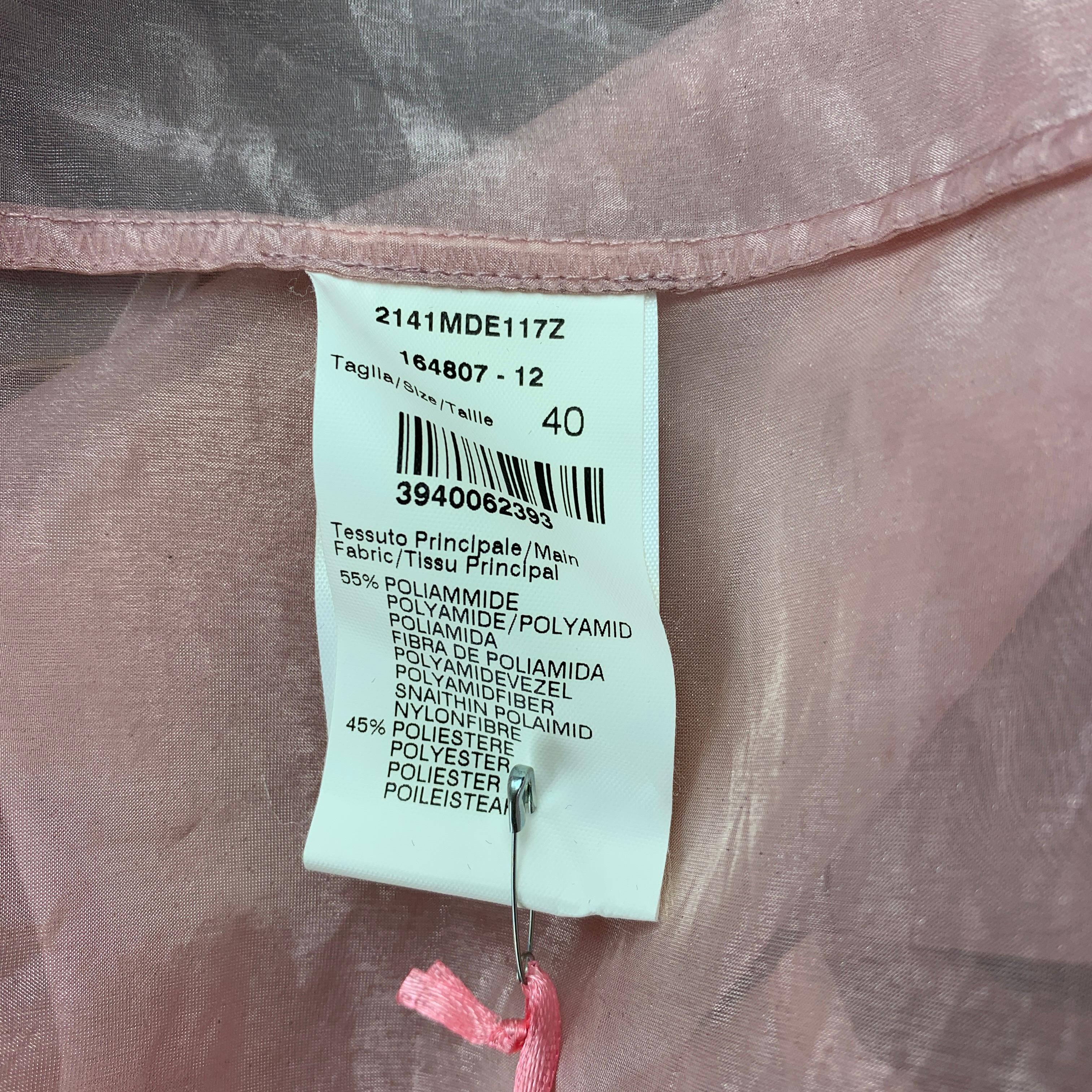 MSGM Size 6 Rose See Through Polyamide Button Up Blouse In New Condition In San Francisco, CA