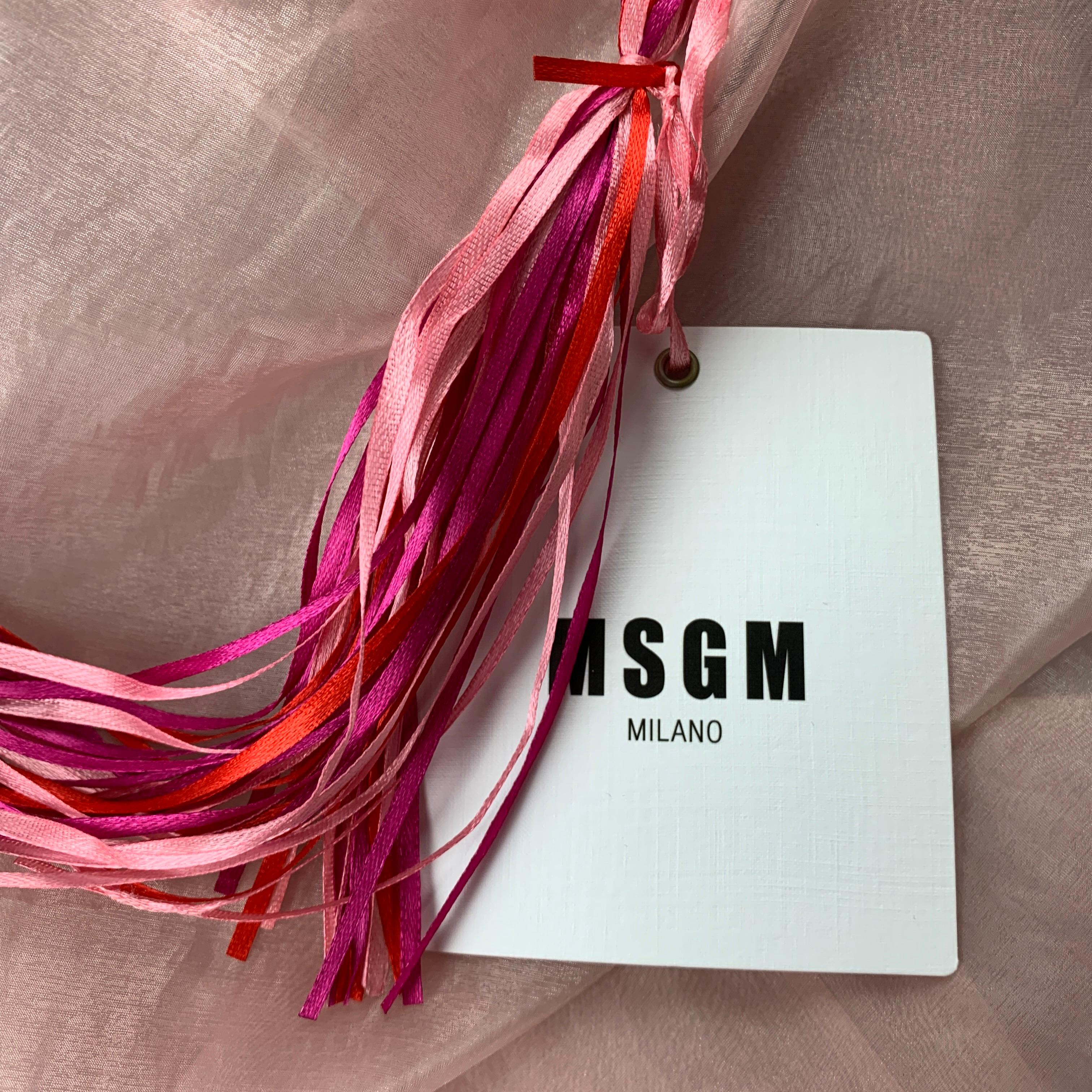Women's MSGM Size 6 Rose See Through Polyamide Button Up Blouse