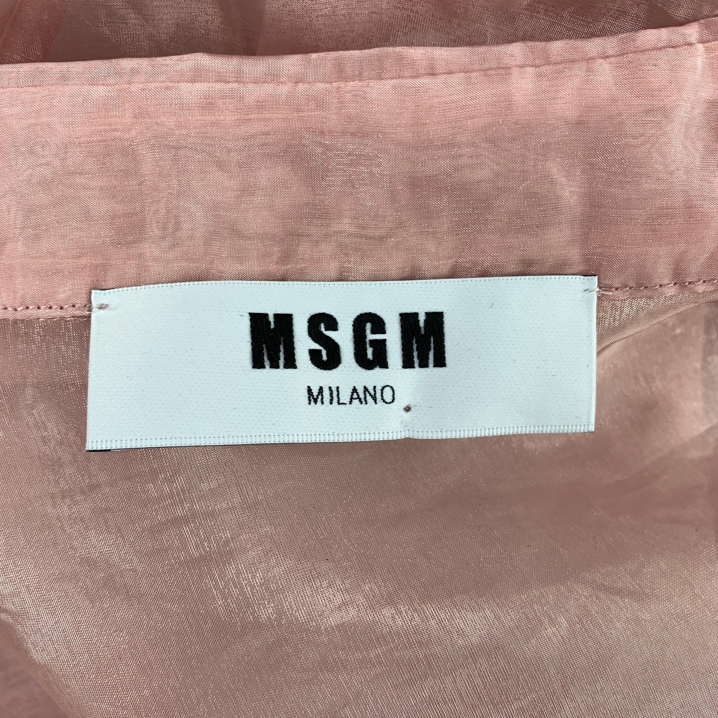 MSGM Size 6 Rose See Through Polyamide Button Up Blouse 1