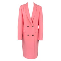 MSGM Size 8 Pink Polyester / Wool Notch Lapel Double Breasted Coat