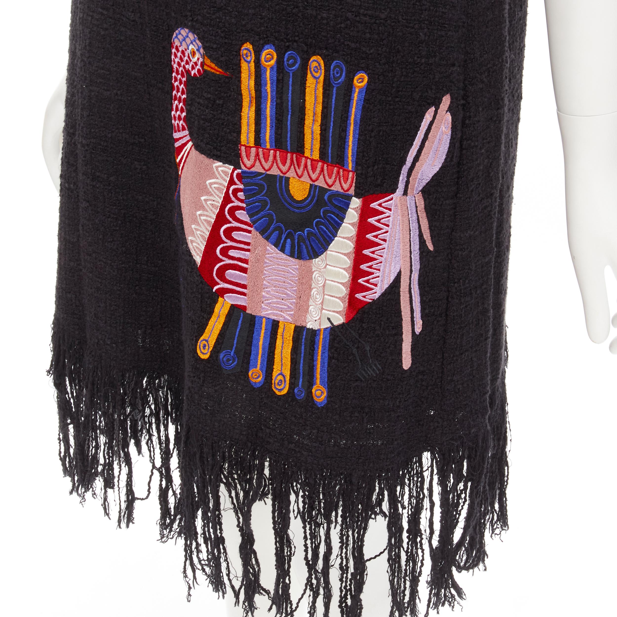 MSGM tweed ethnic bird embroidery fringe hem little black dress IT40 S
Brand: MSGM
Material: Cotton
Color: Black
Pattern: Solid
Closure: Zip
Made in: Italy

CONDITION:
Condition: Excellent, this item was pre-owned and is in excellent condition.