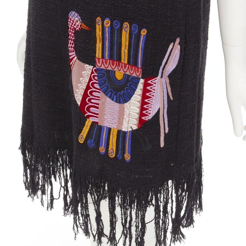 MSGM tweed ethnic bird embroidery fringe hem little black dress IT40 S
Reference: KNLM/A00166
Brand: MSGM
Material: Cotton, Blend
Color: Black
Pattern: Solid
Closure: Zip
Lining:  Polyester
Made in: Italy

CONDITION:
Condition: Excellent, this item