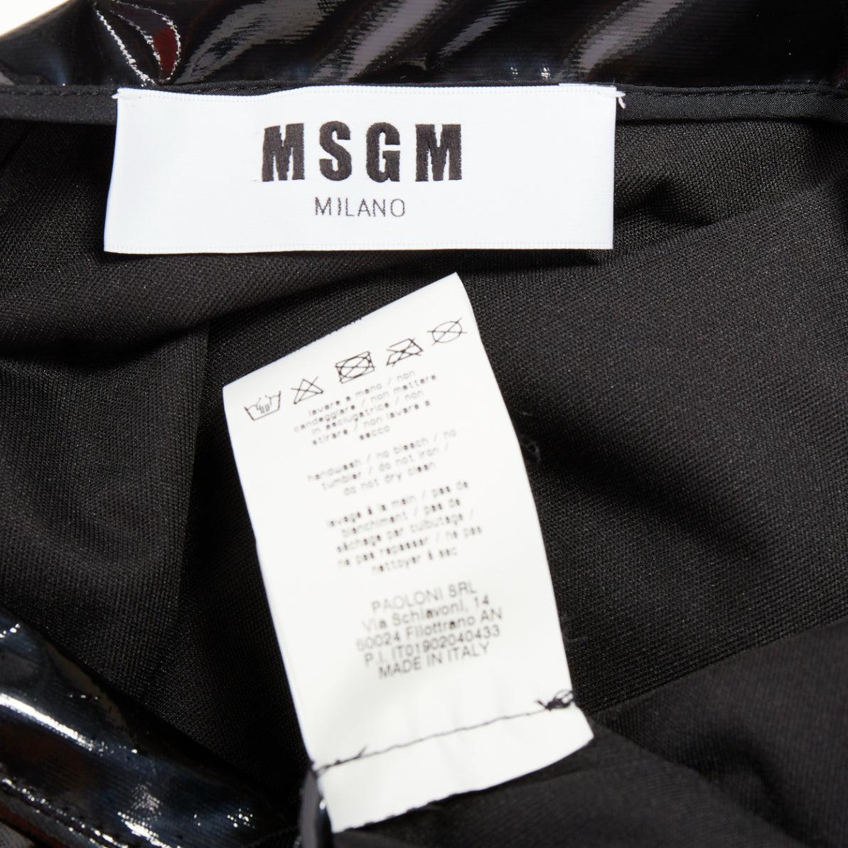 MSGM Vinyl Midi Nero negro PVC manga corta espalda lazo vestido midi IT38 XS en venta 3