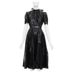 MSGM Vinyl Midi Nero negro PVC manga corta espalda lazo vestido midi IT38 XS
