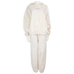 MSGM White Diamanté Hoodie & Joggers Set Size S